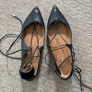 Aquazzura black lace up flats